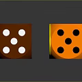 Colorful Dice With White Dots Arranged In Row On Dark Surface