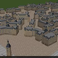 Aerial View Urban Planning Featuring Classical Architecture Uniform Layout and Central Square 3d model
