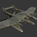 World War II Fighter Plane Olive Green With Black Cross Insignia Four Propellers Twin Fuselage