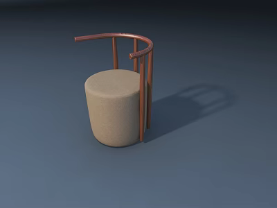 Modern Leisure Chair With Curved Wooden Armrests And Beige Fabric Seat Cushion 3d model