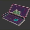 Pink Purple Portable Computer With Open Pixel Art Screen Green Character Red Ball Blue Buttons