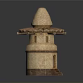 Traditional Stone Lantern With Conical Top And Layered Structure Design Details
