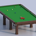 Professional Billiard Table with Green Felt Surface Colored Balls and Wooden Legs