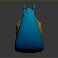 Cute Cartoon Snail Character With Blue Body Orange Spiral Shell And Happy Smiling Face