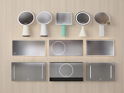 Modern Mirrors With Various Styles Shapes Bases and Integrated Lighting Designs 3d model