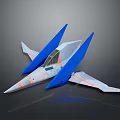 Futuristic Aircraft Model Featuring Blue Wings White Body And Orange Accents