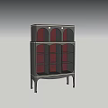 Elegant Black Entryway Side Console Cabinet with Gold Accent Storage Shelves and Slim Legs