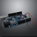 Blue Arduino Uno Circuit Board With Electronic Components USB Interface And Connecting Wires
