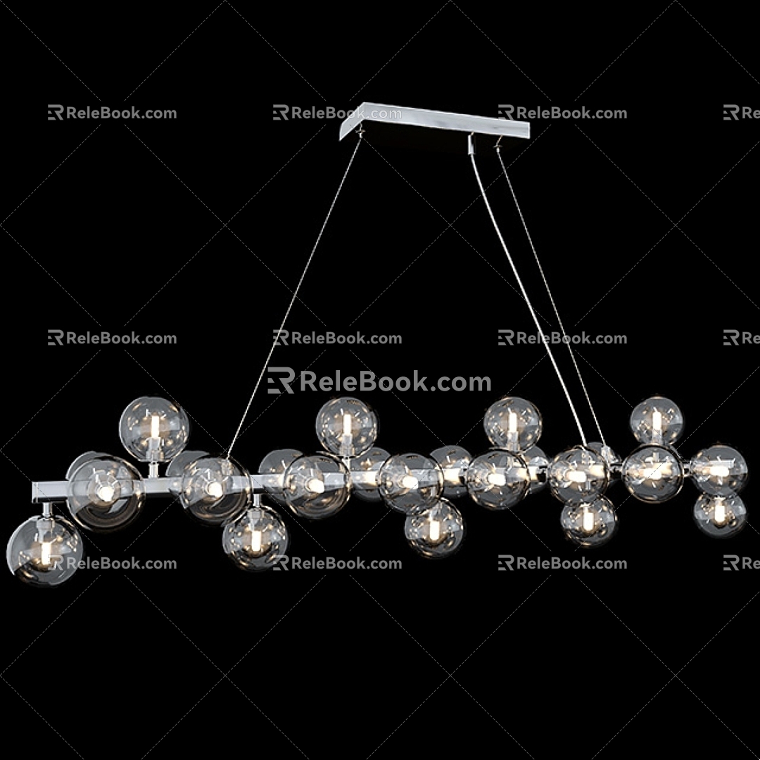 American Chandelier Simple Dining Room Glass Nordic Living Room Bedroom Bar Counter Hotel Villa Cafe Model Room Chandelier Industrial Style 3d model