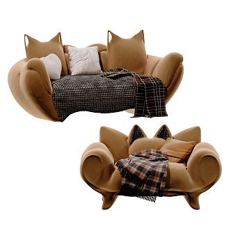 Modern Cartoon Children's Single Sofa Multiplayer Sofa Combination 3d model