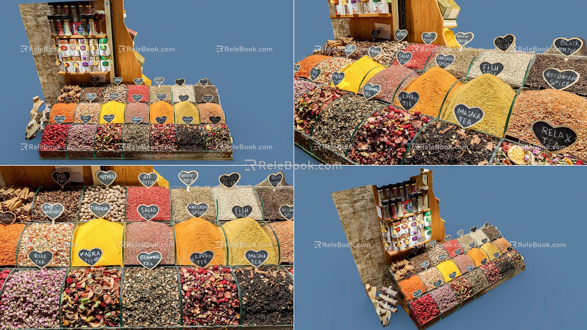 Modern Spice Stall Business War Equipment Stall Spice Materials Tea Spice Spice Snacks Food Stall Small Stall Snacks model