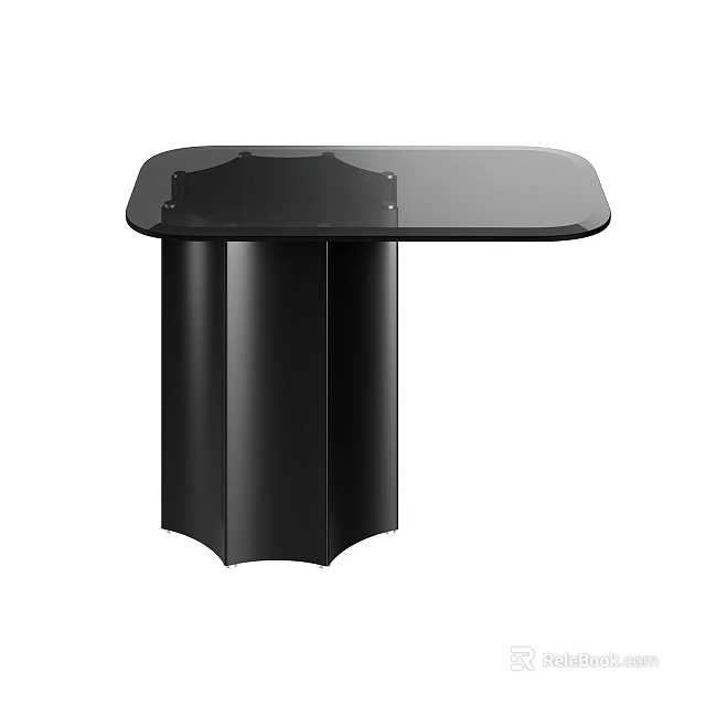 Modern Black Coffee Table With Sleek Surface And Pedestal Column Base 3d model