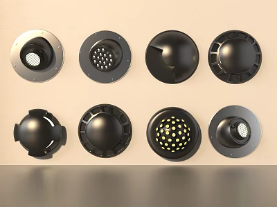 Different Styles of Modern Outdoor Lights with Round Design and Black Finish 3d model