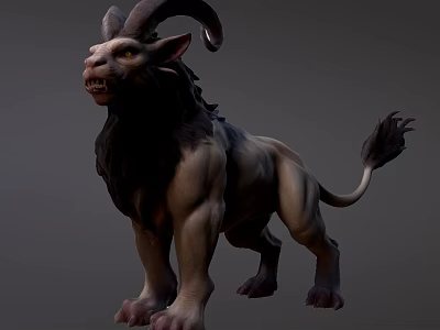 Mythical Fantasy Game And Movie Character With Goat Horns Lion Body Design 3d model