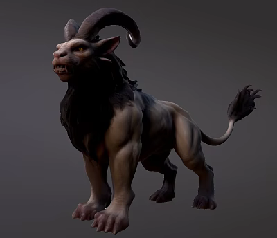 Mythical Fantasy Game And Movie Character With Goat Horns Lion Body Design 3d model Mythical Fantasy Game And Movie Character With Goat Horns Lion Body Design 3d model