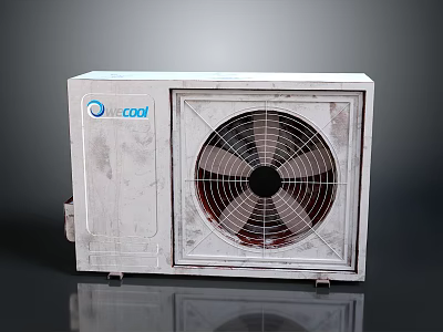Electronic Appliance Outdoor Air Conditioner Unit With White Fan Grill Design 3d model