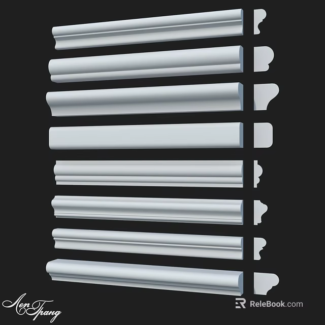 White Decorative Building Components With Various Shapes And Smooth Surfaces 3d model 
