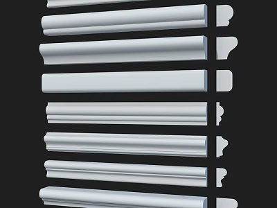 White Decorative Building Components With Various Shapes And Smooth Surfaces 3d model