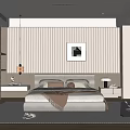 Modern Bedroom Interior Design With Bed Wooden Panel Wall Bedside Tables And Framed Painting