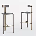 Modern Bar Stools With Metal Frame Black Seat And Round Backrest Design