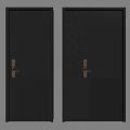 Black Security Doors With Textured Vertical Diagonal Patterns And Brass Handles For Home Safety