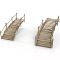 Two Small Decorative Wooden Bridge Models With Detailed Crafted Structure 3d model