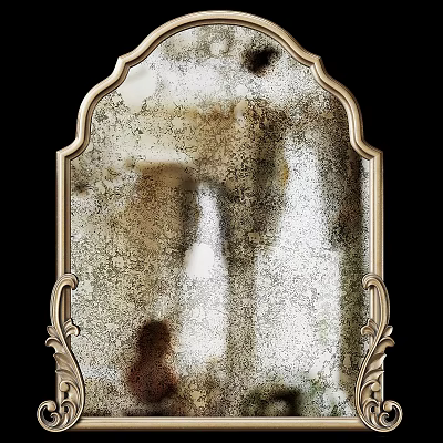 Elegant Vintage Mirror With Golden Ornate Frame And Weathered Carved Details 3d model