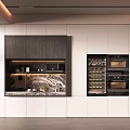 Modern Tea Room Interior Design With Wooden Cabinets Marble Countertop And Appliances