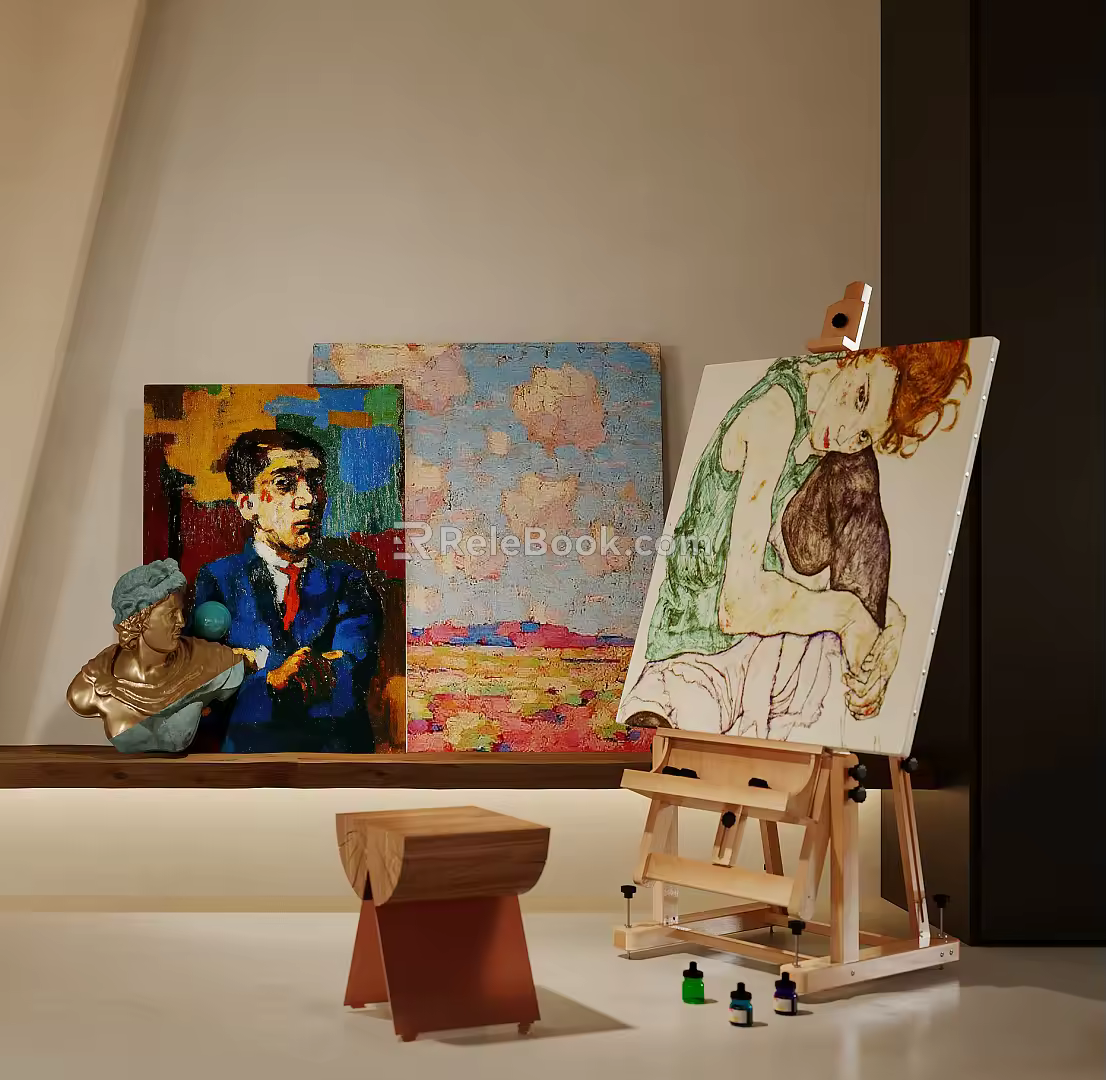Modern easel combination 3d model