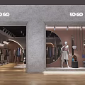 Modern Clothing Store Interior Featuring Arched Elements Clothes Racks Mirrors And Soft Lighting 3d model