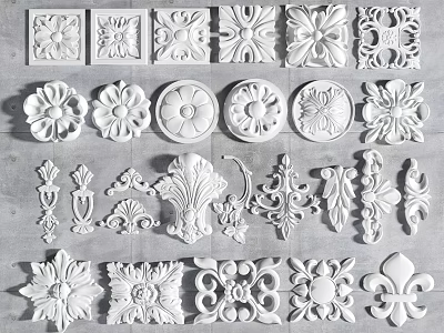 Various Decorative Carvings Featuring Floral And Geometric Patterns For Home Decoration 3d model