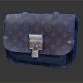 Stylish Leather Crossbody Bag With Classic Pattern Brown Exterior Red Accents And Metal Lock Closure