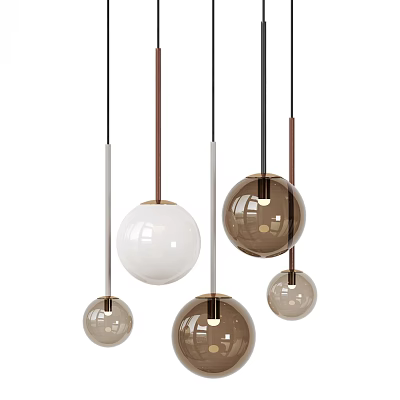 Modern Sphere Shaped Pendant Lights In White Brown And Transparent Hanging Design 3d model