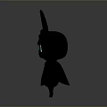 Animated Game Movie Character In Orange Hoodie With Rabbit Ears Blue Eyes And Red Dress