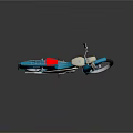 Vintage Blue And White Motorcycle With Red Seat Classic Body Design And Shiny Wheels