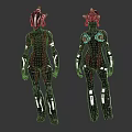 Two Futuristic Robot Characters With Biomechanical Armor And Mechanical Features 3d model