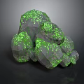 Natural Wooden Stone With Irregular Gray Surface And Green Glowing Spots
