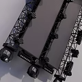 Stage Lighting Truss System With Multiple Fixtures And Black Metal Frame 3d model