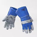 Blue And Gray Protective Work Gloves With Worn Design For Industrial Safety 3d model