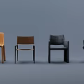Four Modern Dining Chairs with Various Designs and Neutral Tones 3d model