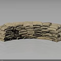 Household Sandbags Stacked in Curved Shape with Natural Hessian Material for Home Use