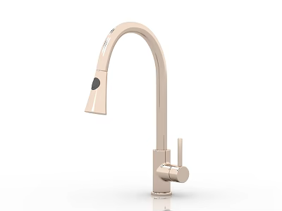 Modern Rose Gold Gooseneck Faucet Featuring Curved Spout And Single Handle Design For Kitchen Sink 3d model