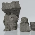 Stacked Stone and Wood Rock Structures with Textured Surfaces in Different Sizes 3d model