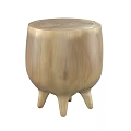 Natural Wood Stools With Round Top And Three Legs Simple Design 3d model