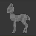 Adorable Pink Fawn Toy With White Spots Standing On Black Surface And Reflection