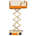 Orange Mobile Scissor Lift Elevator With Guardrail Platform For Aerial Work 3d model