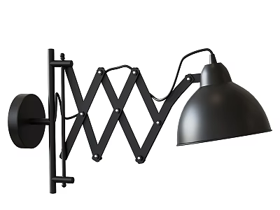 Modern Black Wall Light With Foldable Arm And Dome Shade Design 3d model