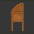 Orange Wooden Writing Desk With Open Top Shelves And Drawers