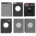Various Modern Washing Machines With Different Front Load Designs For Home Use 3d model