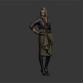 Stylish Woman Wearing Purple Jacket Brown Skirt With Gloves Standing In Fashion Pose